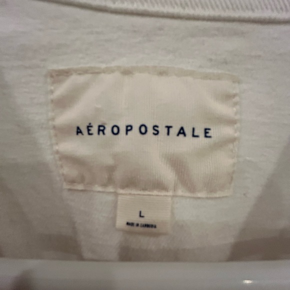 Aeropostale White Jean Jacket Oversized Distressed Size Large - Picture 4 of 5